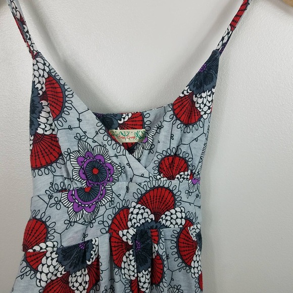 Criss Cross Girls Gray Floral Tank Dress Size Large - Picture 4 of 6